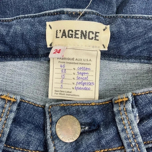 L'Agence Margot High Rise Ankle Skinny Jeans Size 24 Dark Vintage Wash - Picture 4 of 6